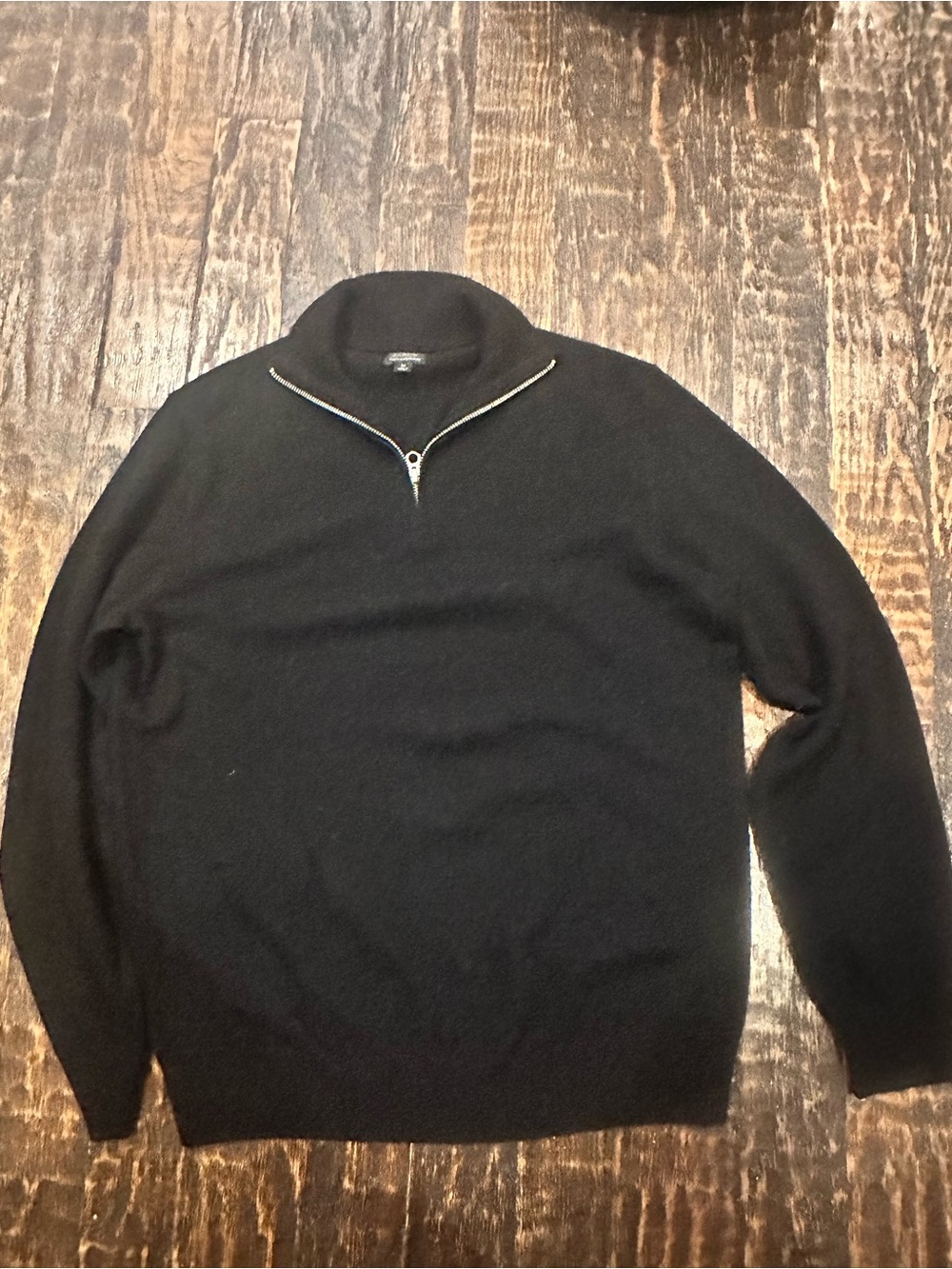 J. Crew Men’s Black Quarter-Zip 100% cashmere Sweater